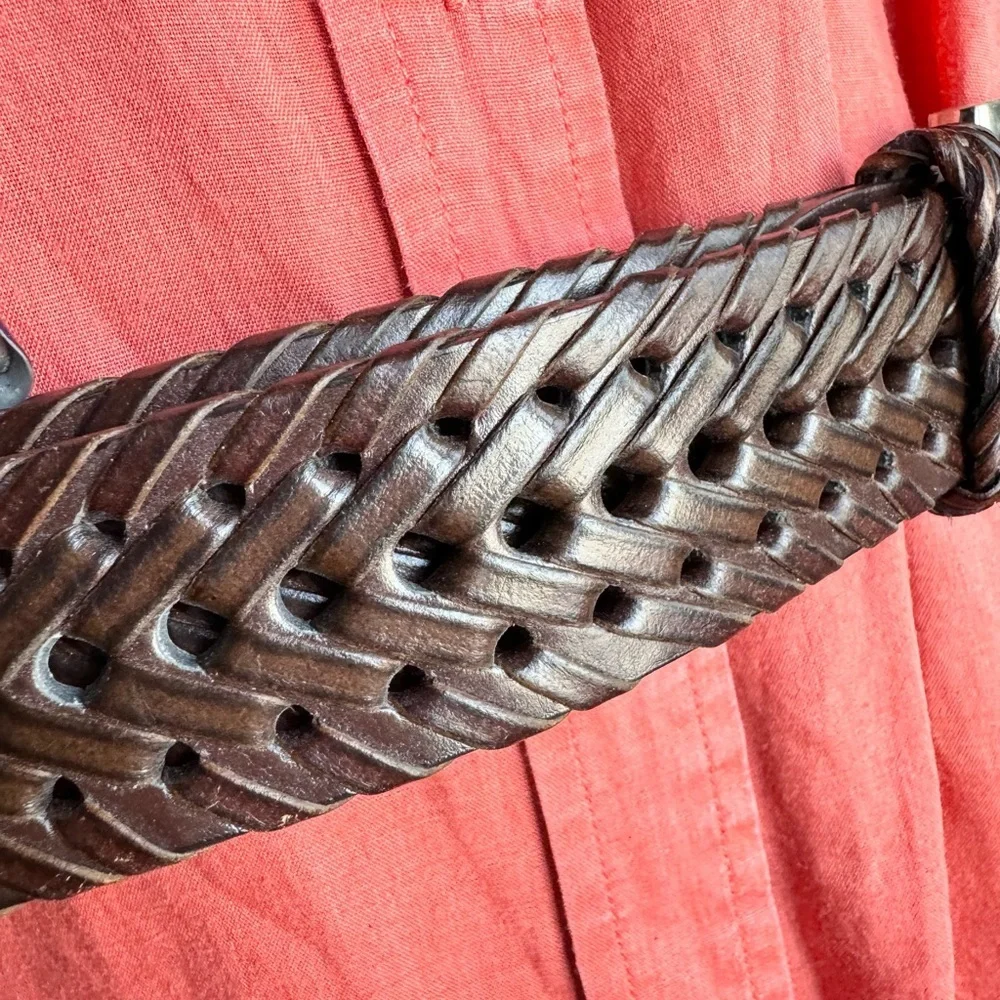 Brown Faux‎ Leather Braided Western Belt